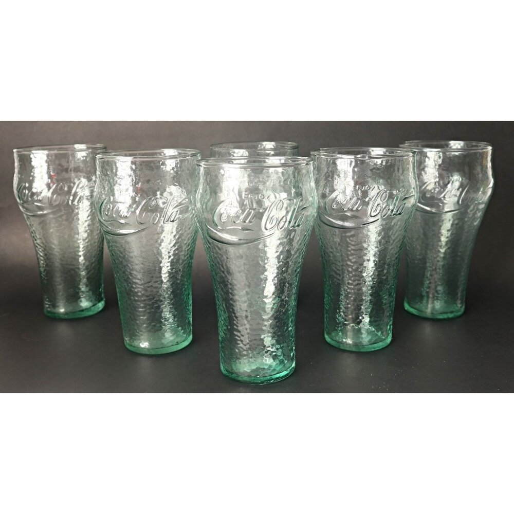 6 Coca Cola Coke Drinking Glasses Textured